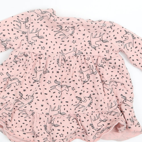 F&F Girls Pink Geometric  Shirt Dress  Size 0-3 Months  - Unicorn