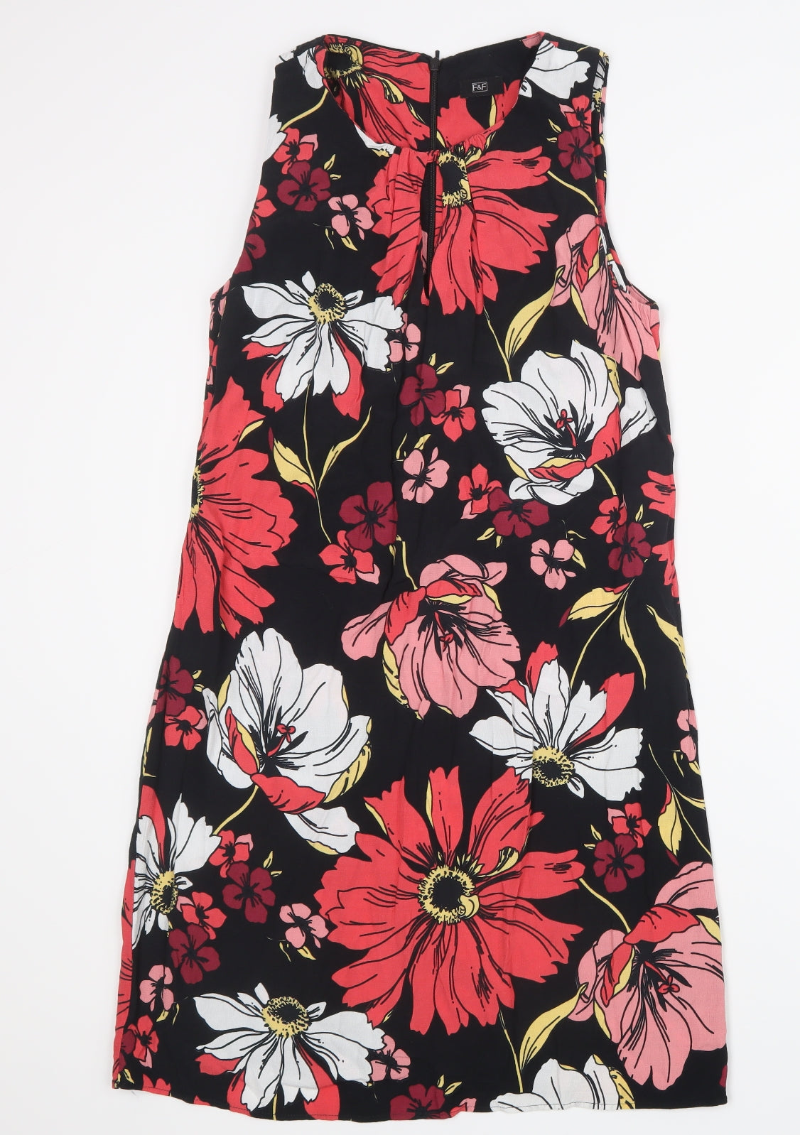 F&F Womens Black Floral  Tank Dress  Size 12