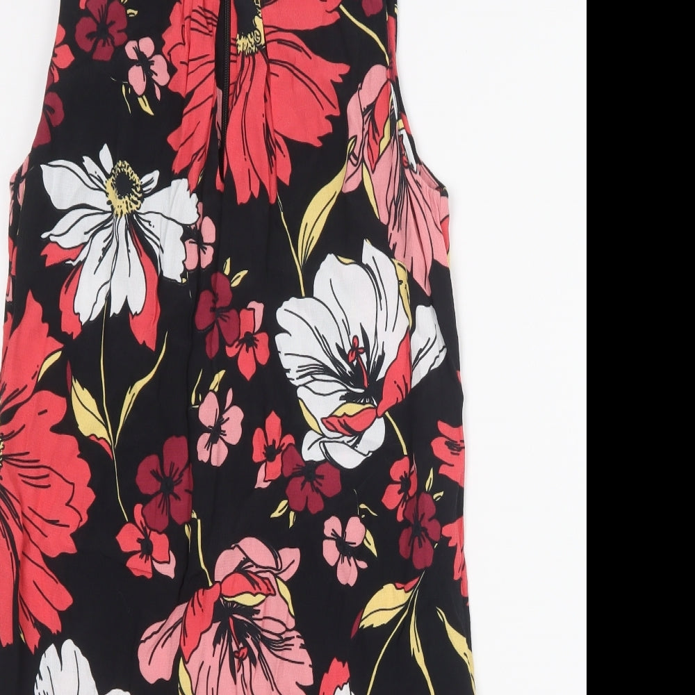 F&F Womens Black Floral  Tank Dress  Size 12