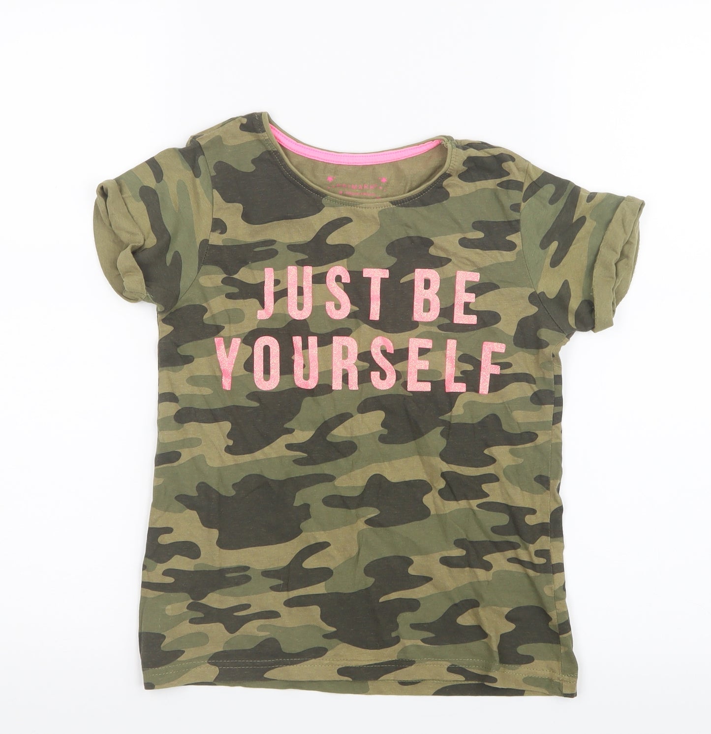 Primark Girls Green Camouflage  Basic T-Shirt Size 9-10 Years