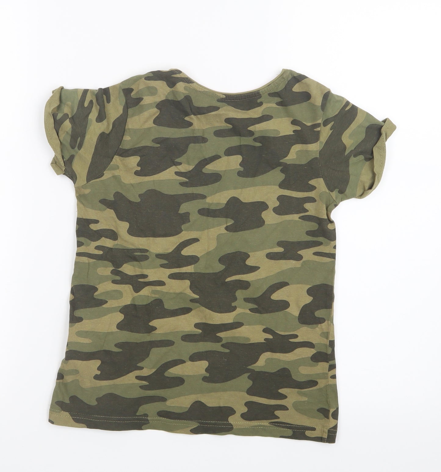 Primark Girls Green Camouflage  Basic T-Shirt Size 9-10 Years