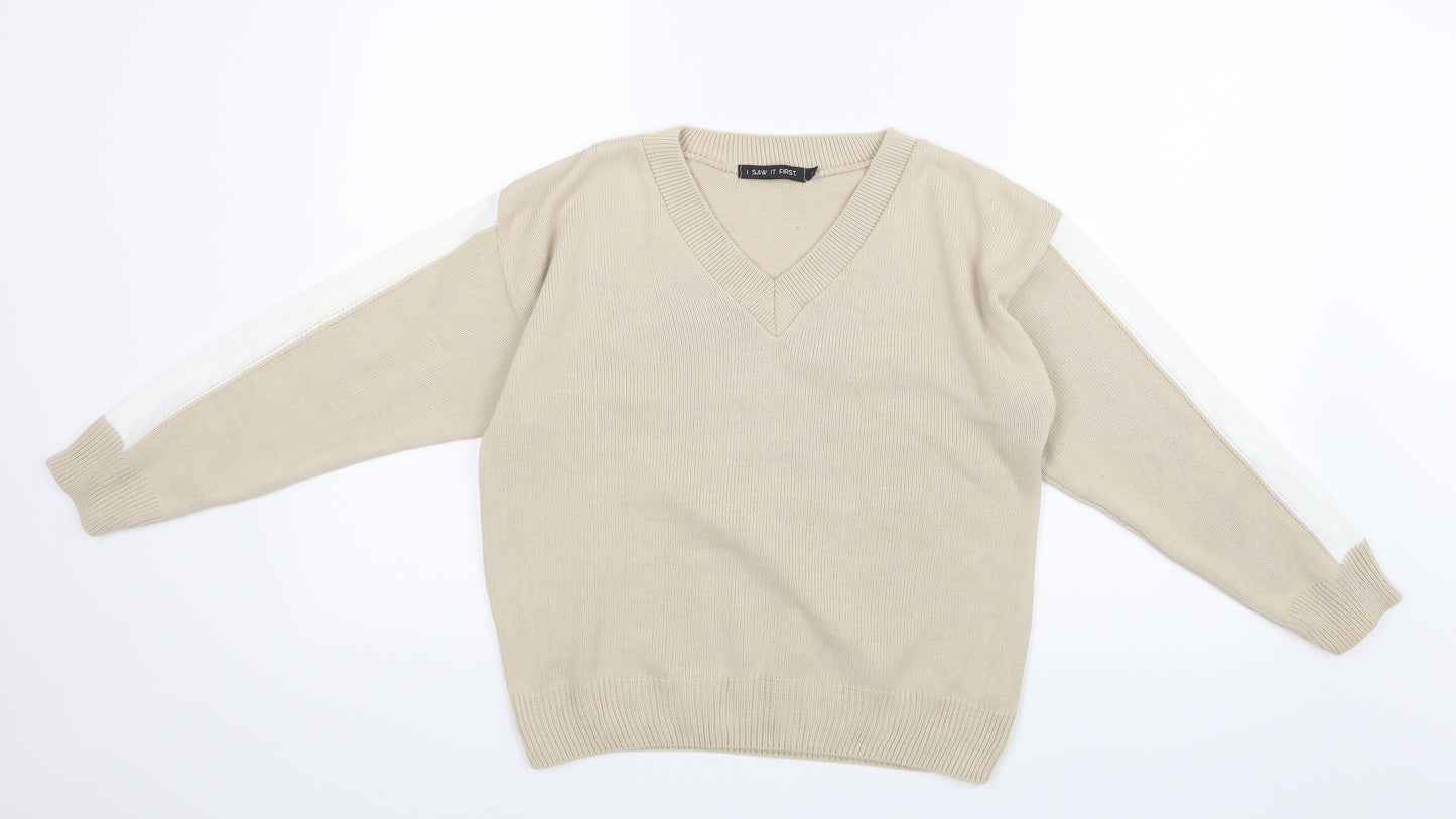 I SAW IT FIRST Womens Beige  Knit Pullover Jumper Size M