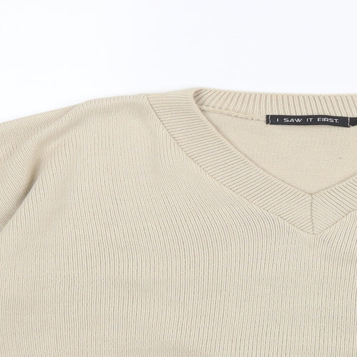 I SAW IT FIRST Womens Beige  Knit Pullover Jumper Size M