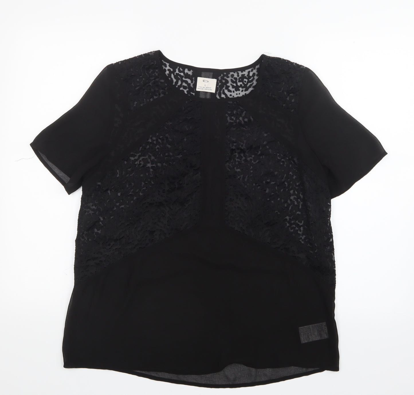 Pins & Needles Womens Black  Mesh Basic Blouse Size L