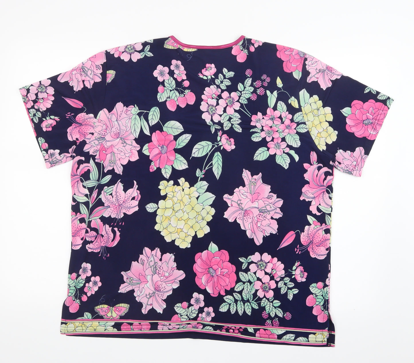 Preworn Womens Pink Floral  Basic T-Shirt Size XL