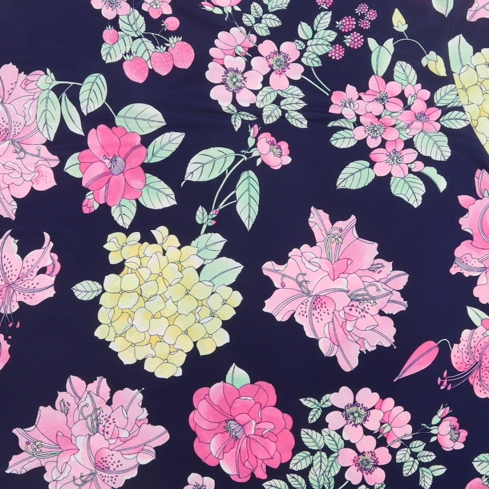 Preworn Womens Pink Floral  Basic T-Shirt Size XL