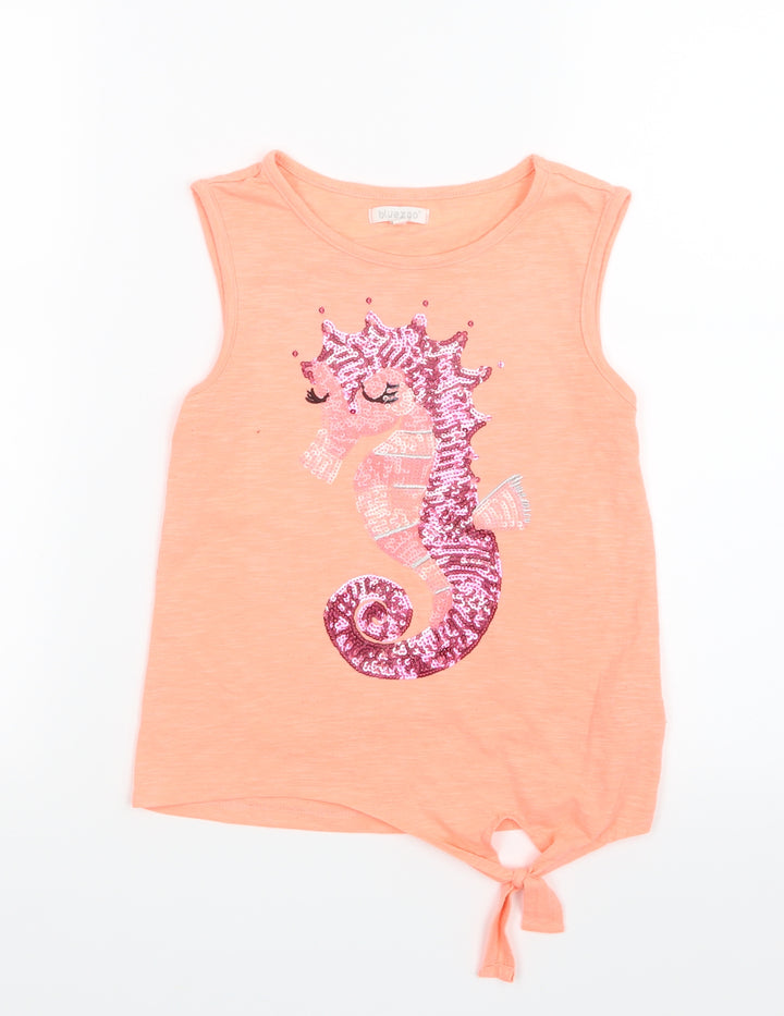 Blue Zoo Girls Orange Basic Tank Size 9-10 Years - Unicorn