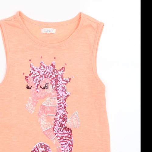 Blue Zoo Girls Orange   Basic Tank Size 9-10 Years  - Unicorn