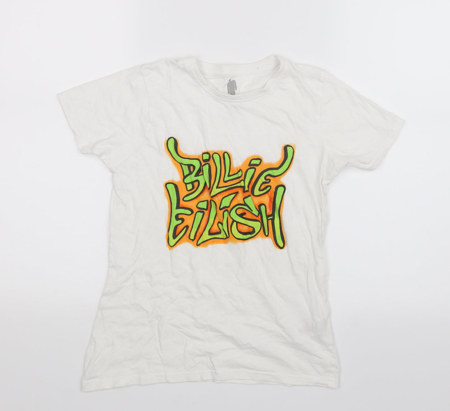 Primark Girls White   Basic T-Shirt Size 9-10 Years  - Billie Eilish