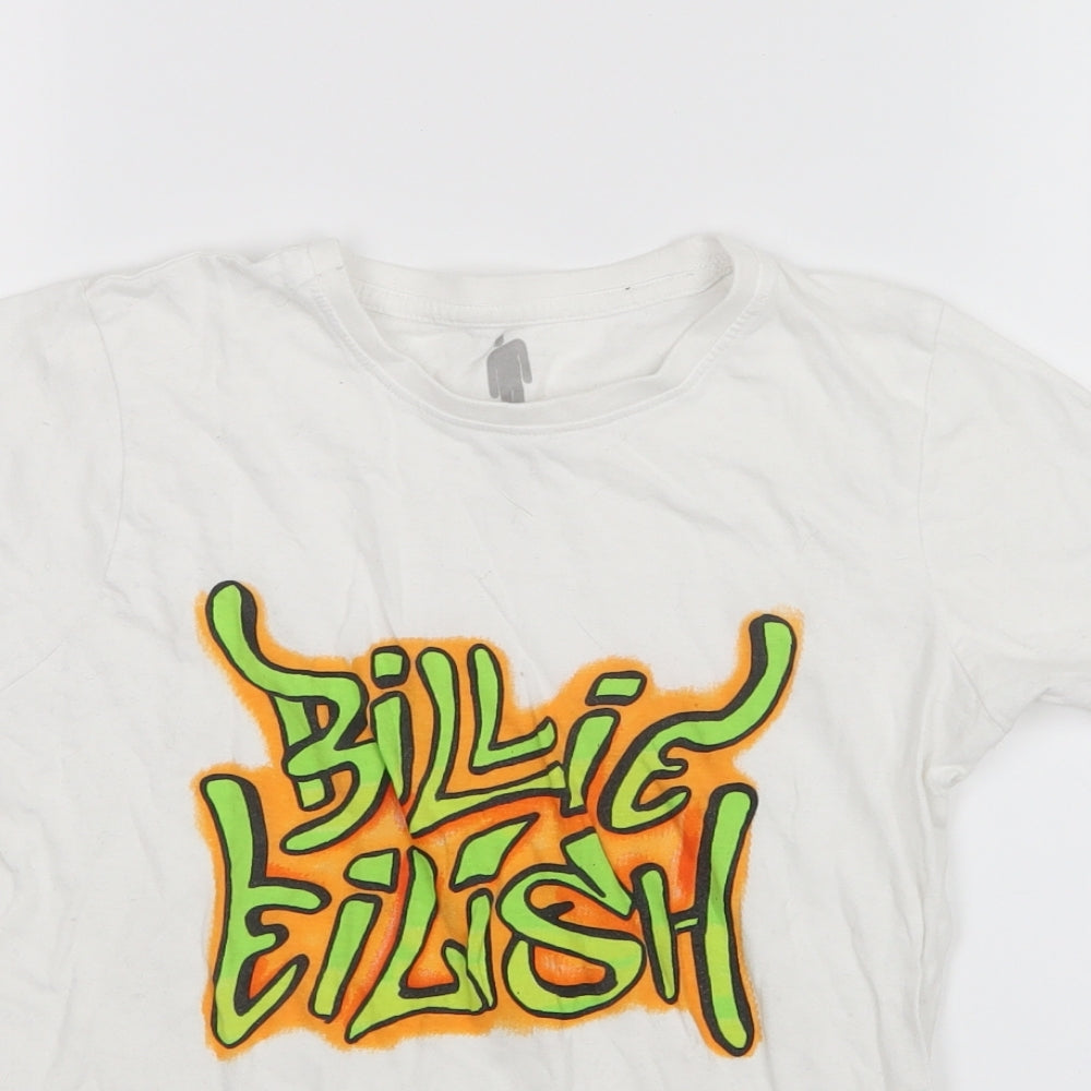 Primark Girls White   Basic T-Shirt Size 9-10 Years  - Billie Eilish