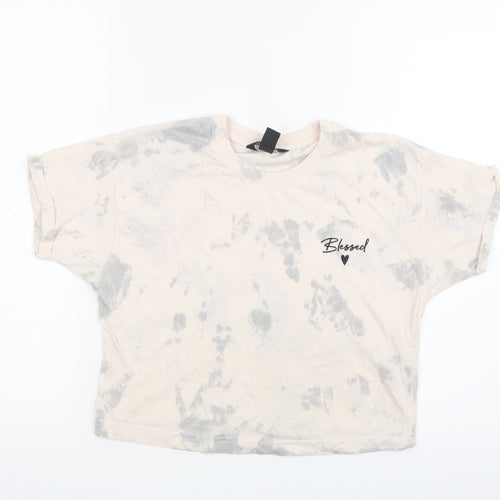 New Look Girls Grey Geometric  Basic T-Shirt Size 10-11 Years