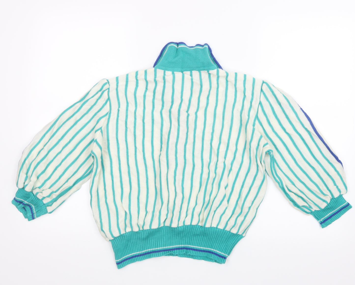 Grazia Womens Green Striped Knit Cardigan Jumper Size 16