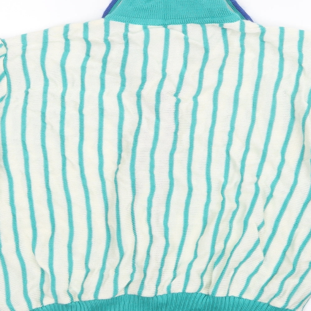 Grazia Womens Green Striped Knit Cardigan Jumper Size 16