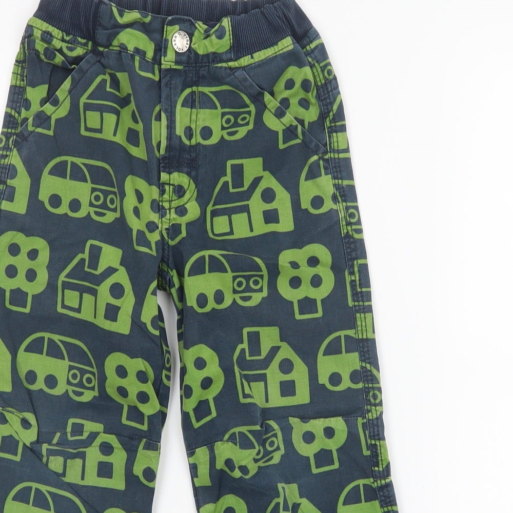 Polarn O. Pyret Boys Green Geometric  Cargo Trousers Size 5-6 Years