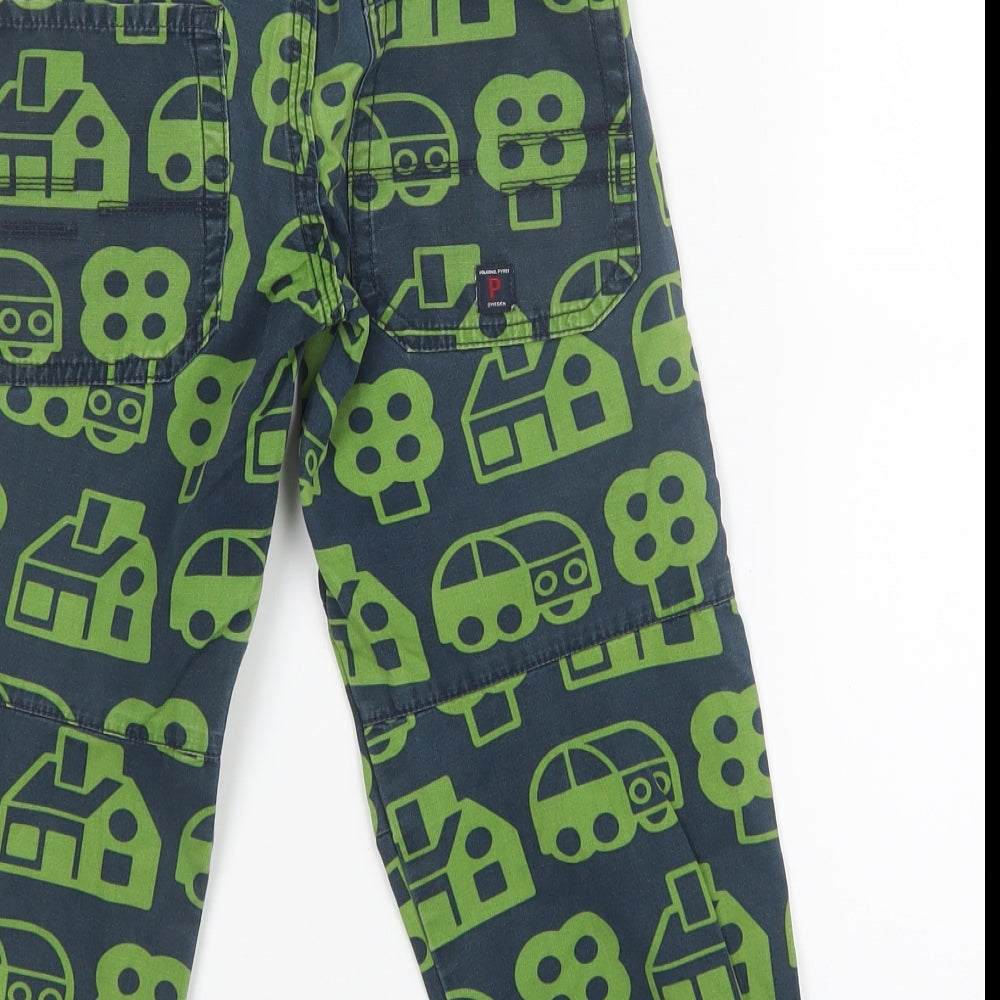 Polarn O. Pyret Boys Green Geometric  Cargo Trousers Size 5-6 Years