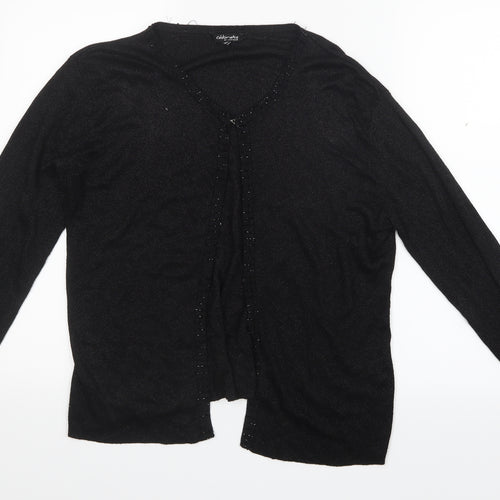 Janique Womens Black  Knit Cardigan Jumper Size 14