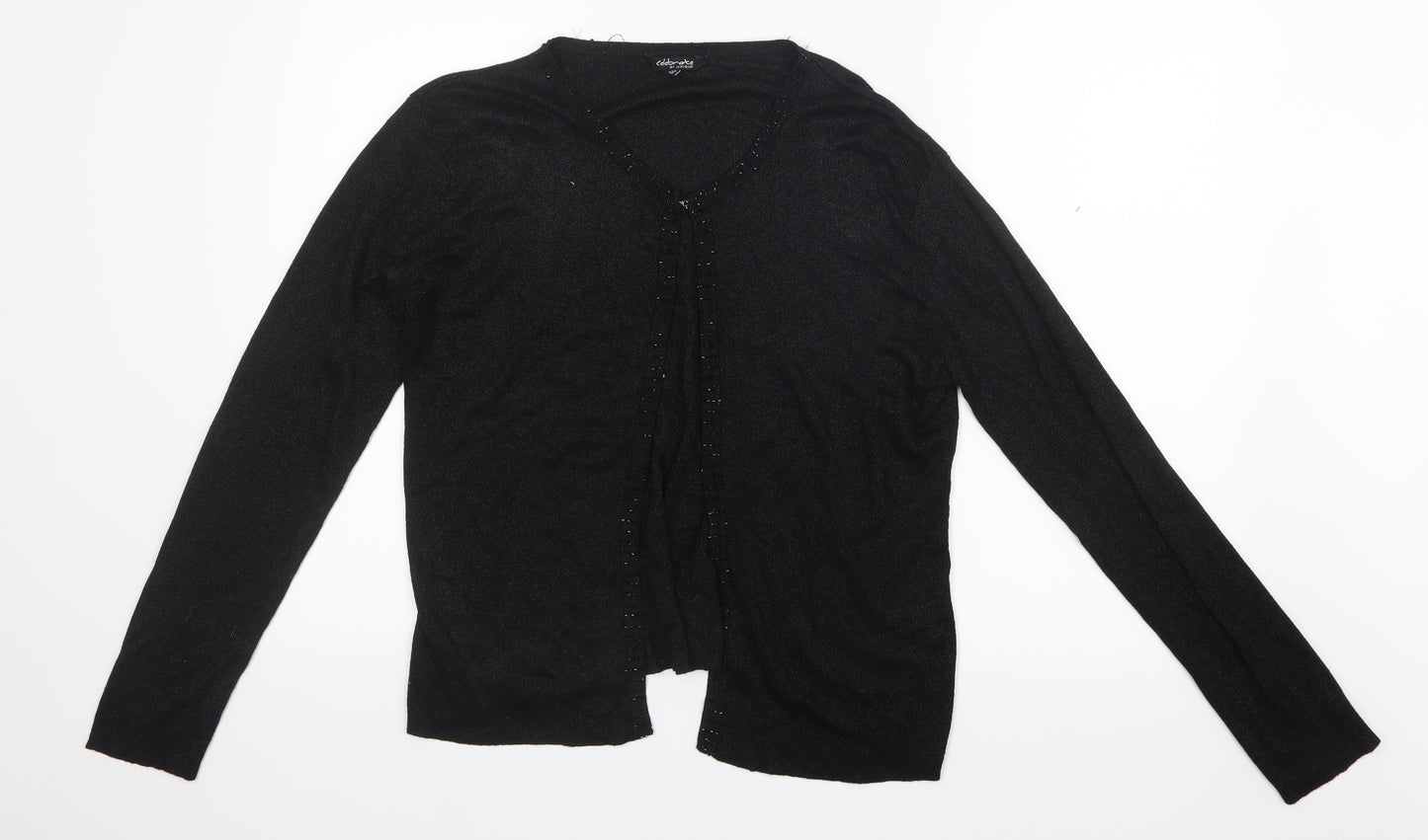 Janique Womens Black  Knit Cardigan Jumper Size 14