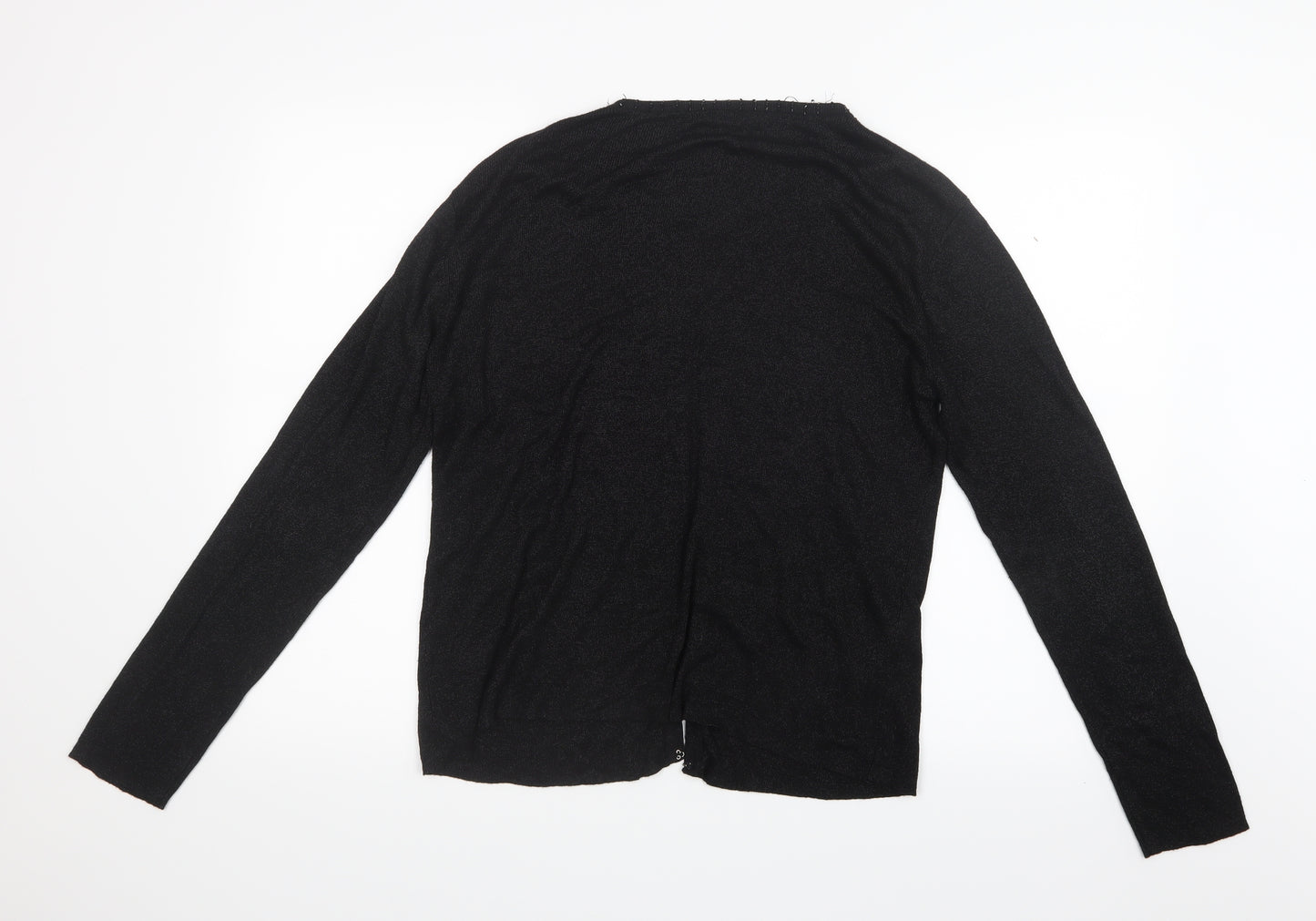 Janique Womens Black  Knit Cardigan Jumper Size 14