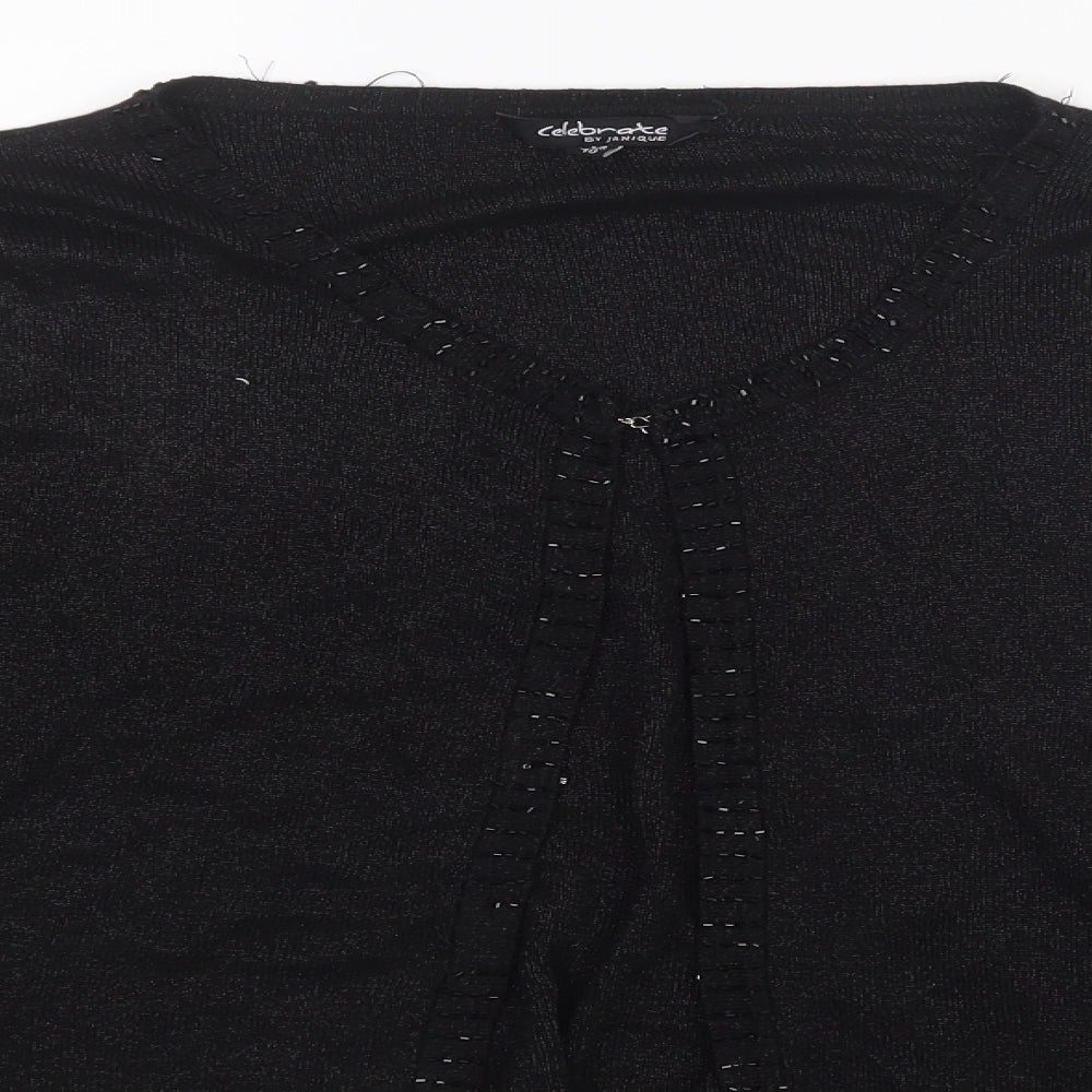 Janique Womens Black  Knit Cardigan Jumper Size 14
