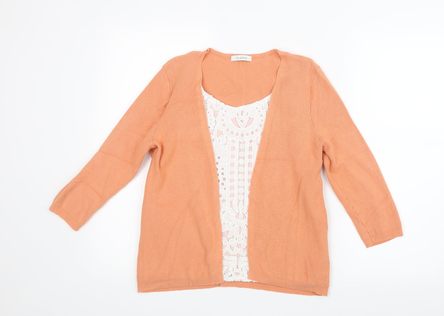 Marks and Spencer Womens Orange  Knit Cardigan Jumper Size 12  - Top and cardigan in one