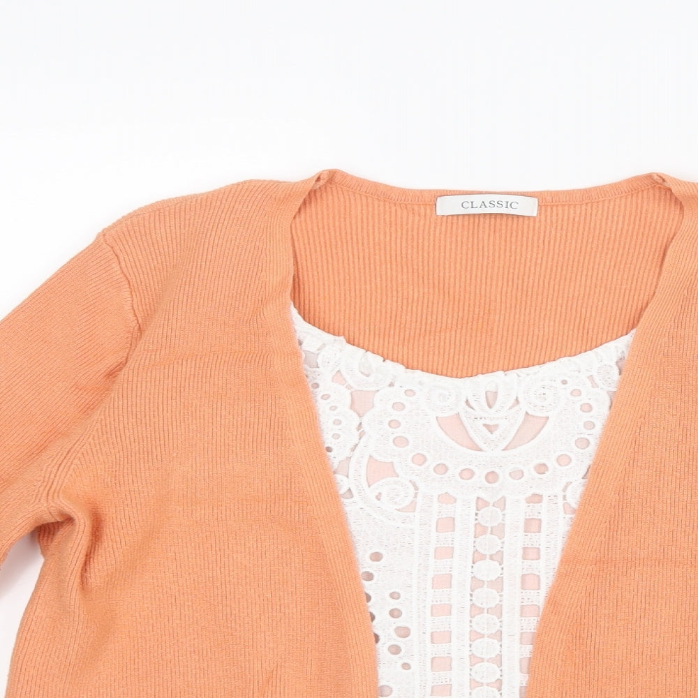 Marks and Spencer Womens Orange  Knit Cardigan Jumper Size 12  - Top and cardigan in one
