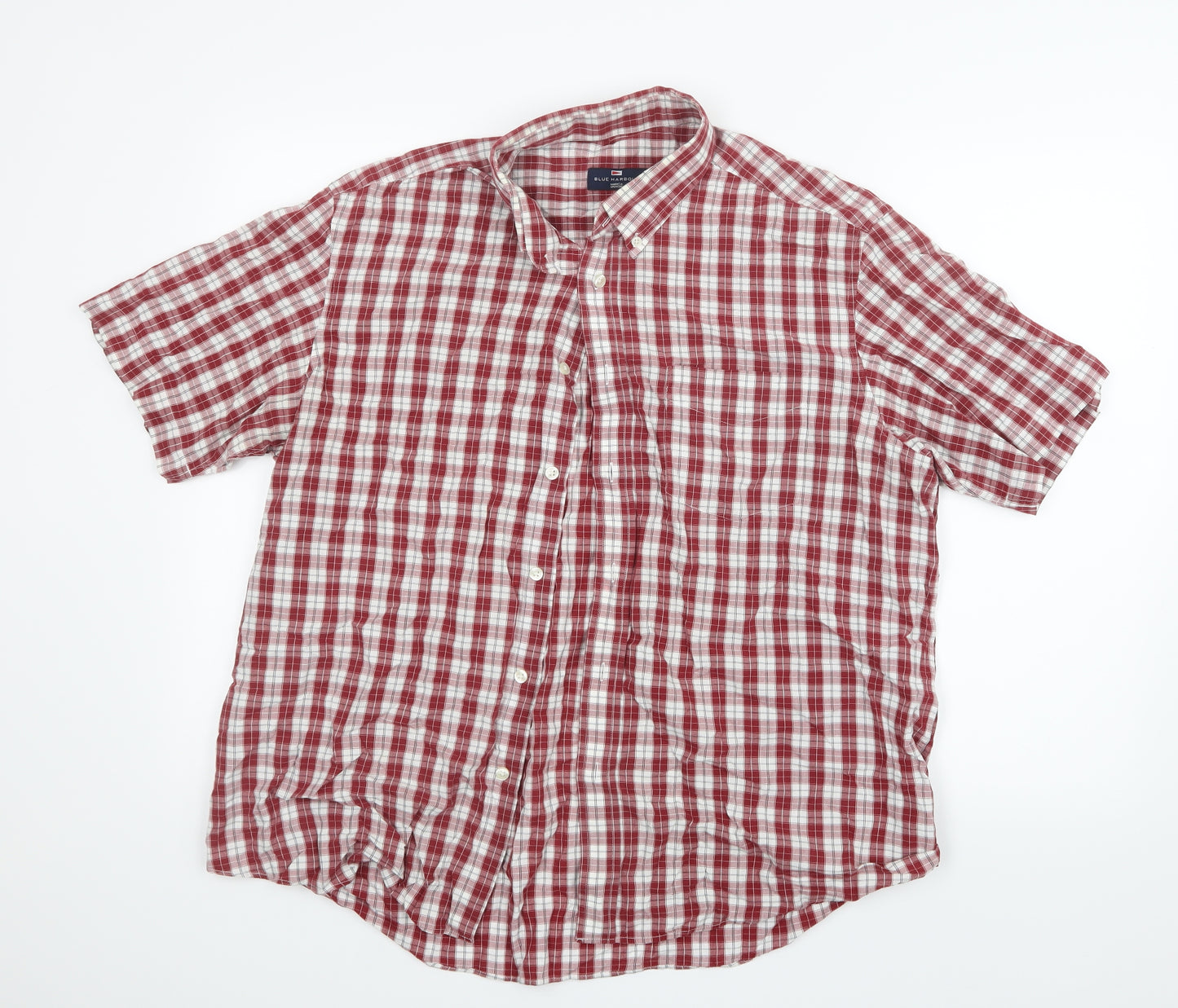 Blue Harbour Mens Red Check   Button-Up Size XL