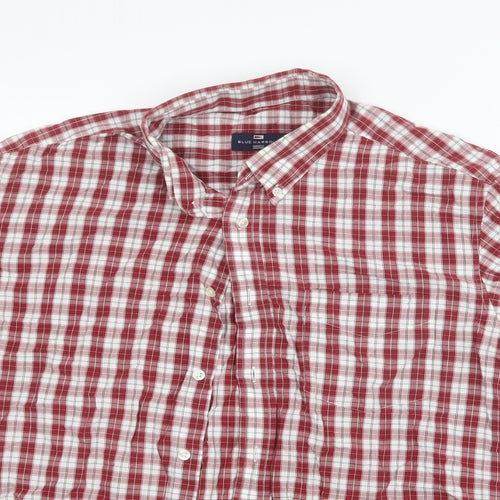 Blue Harbour Mens Red Check   Button-Up Size XL