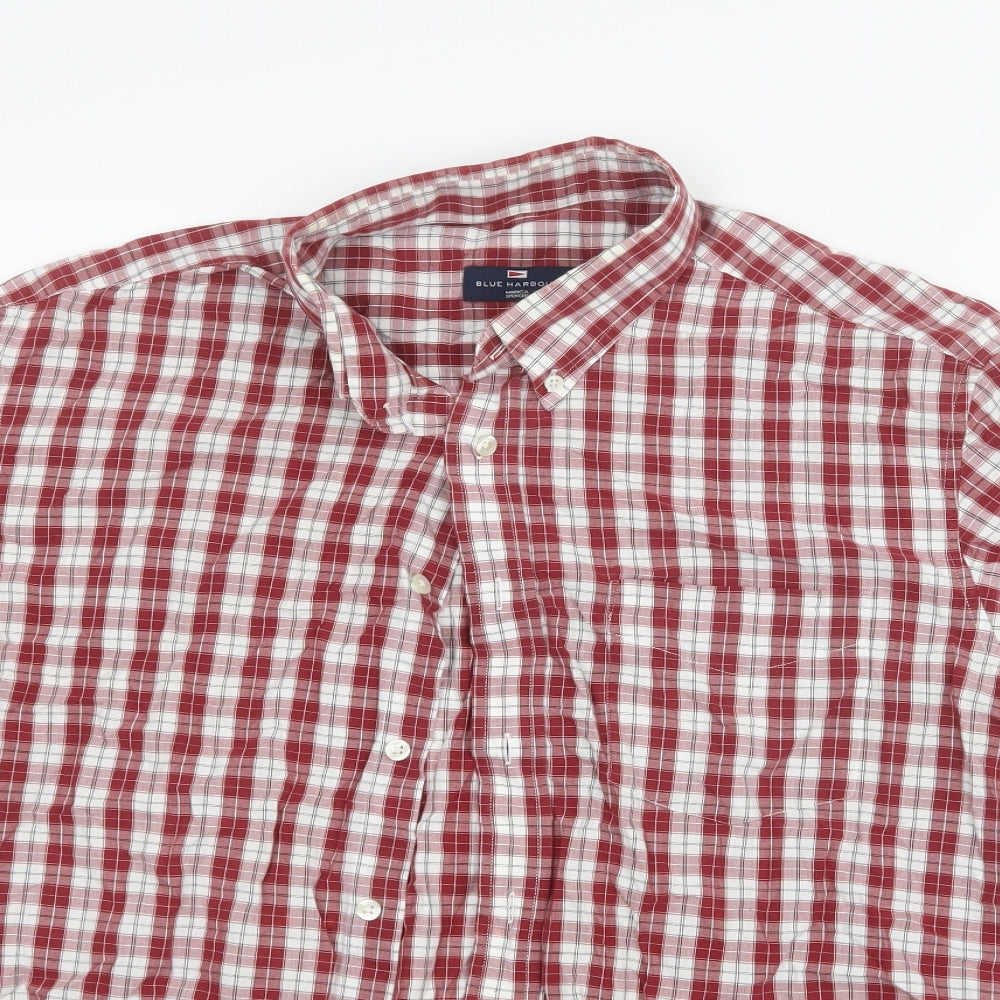Blue Harbour Mens Red Check   Button-Up Size XL