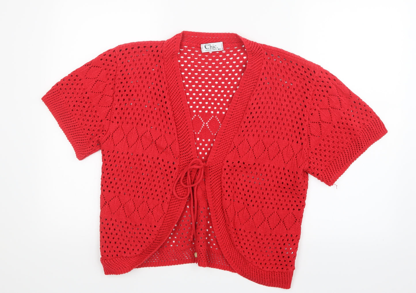 CHIC Womens Red  Knit Cardigan Jumper Size M