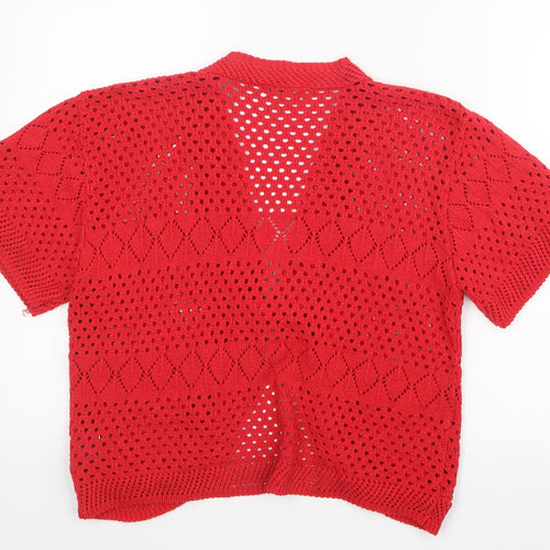 CHIC Womens Red  Knit Cardigan Jumper Size M