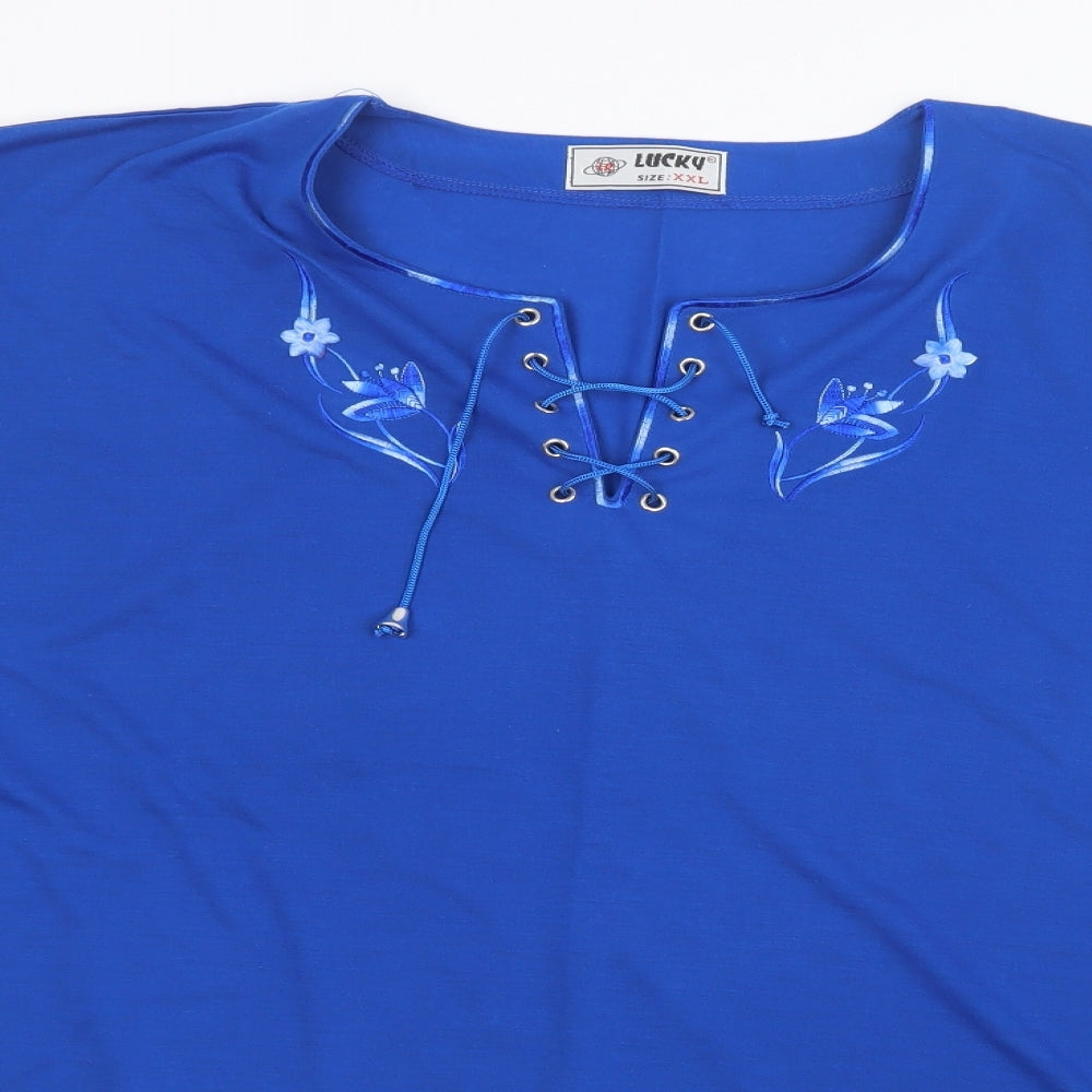 Lucky Womens Blue   Basic T-Shirt Size 2XL