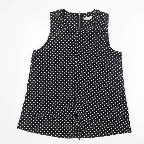 Maison Jules Womens Black Polka Dot  Basic Blouse Size M