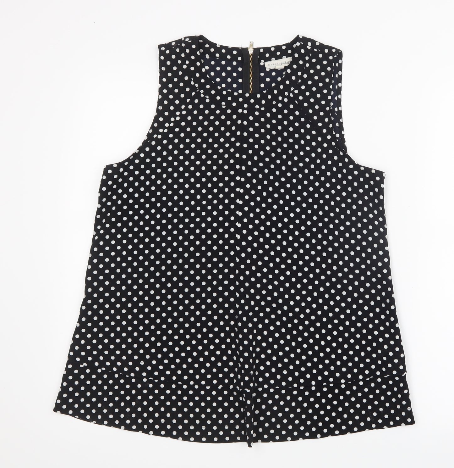 Maison Jules Womens Black Polka Dot  Basic Blouse Size M