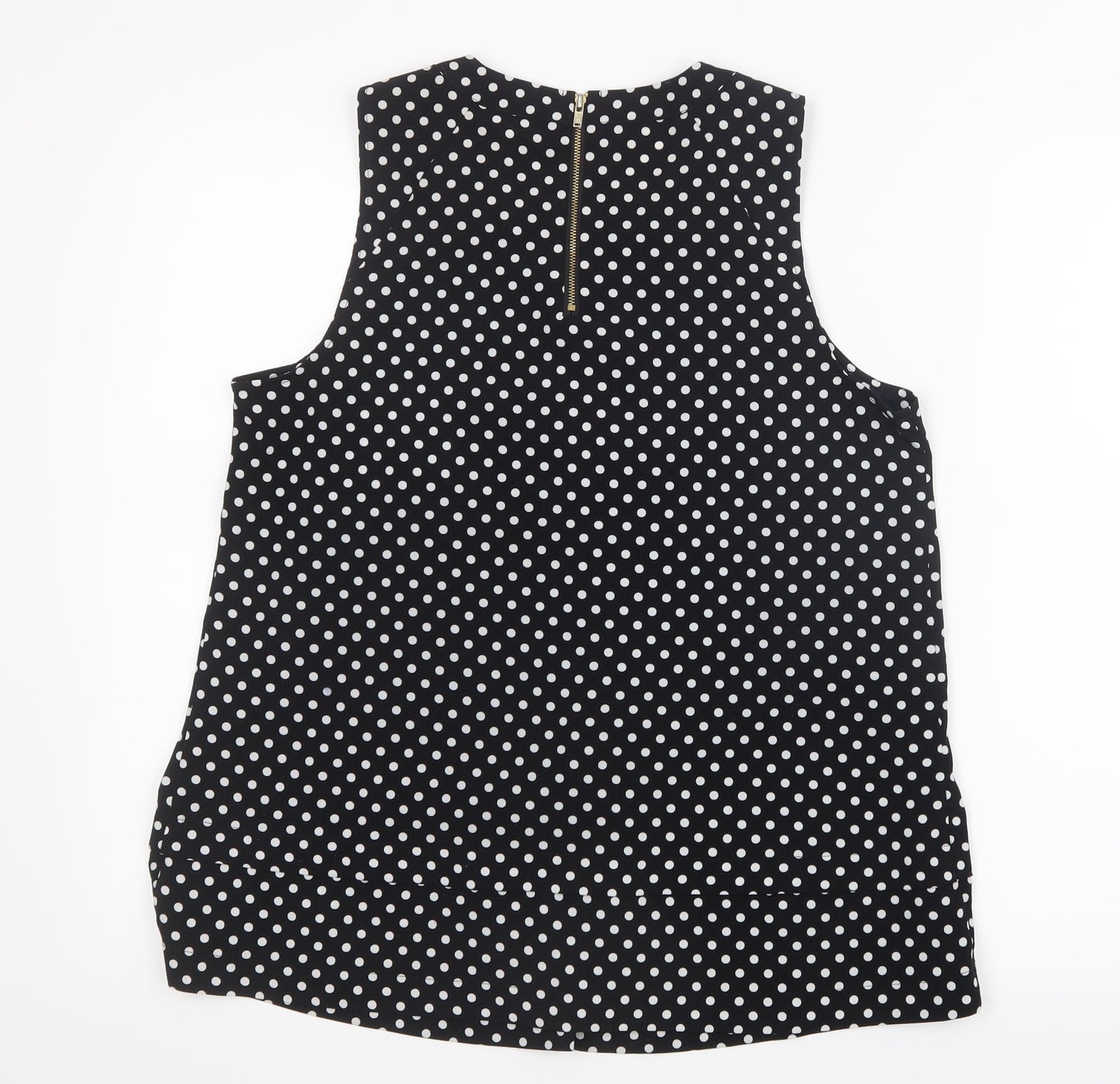 Maison Jules Womens Black Polka Dot  Basic Blouse Size M