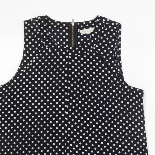 Maison Jules Womens Black Polka Dot  Basic Blouse Size M