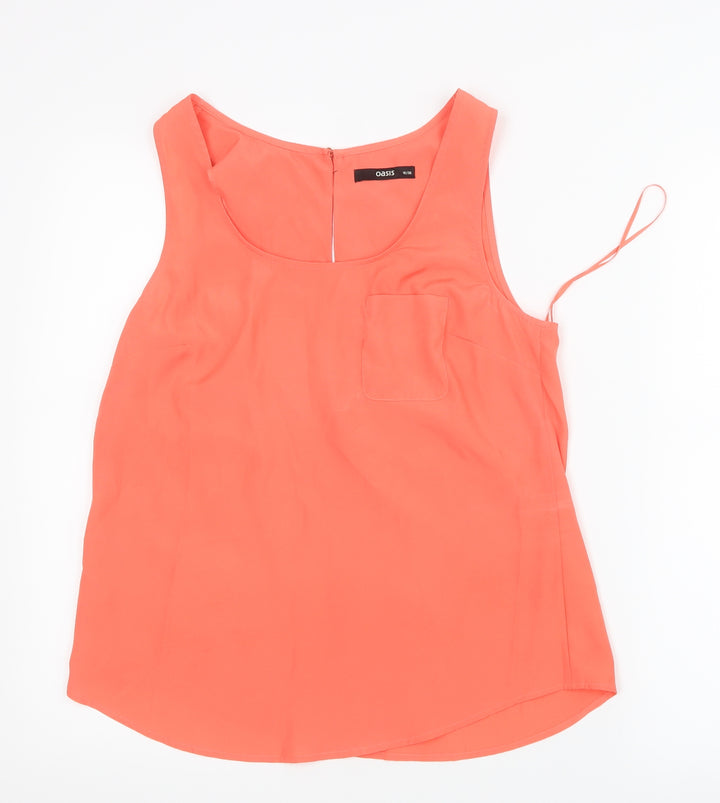 Oasis Womens Orange Mesh Basic Tank Size 10