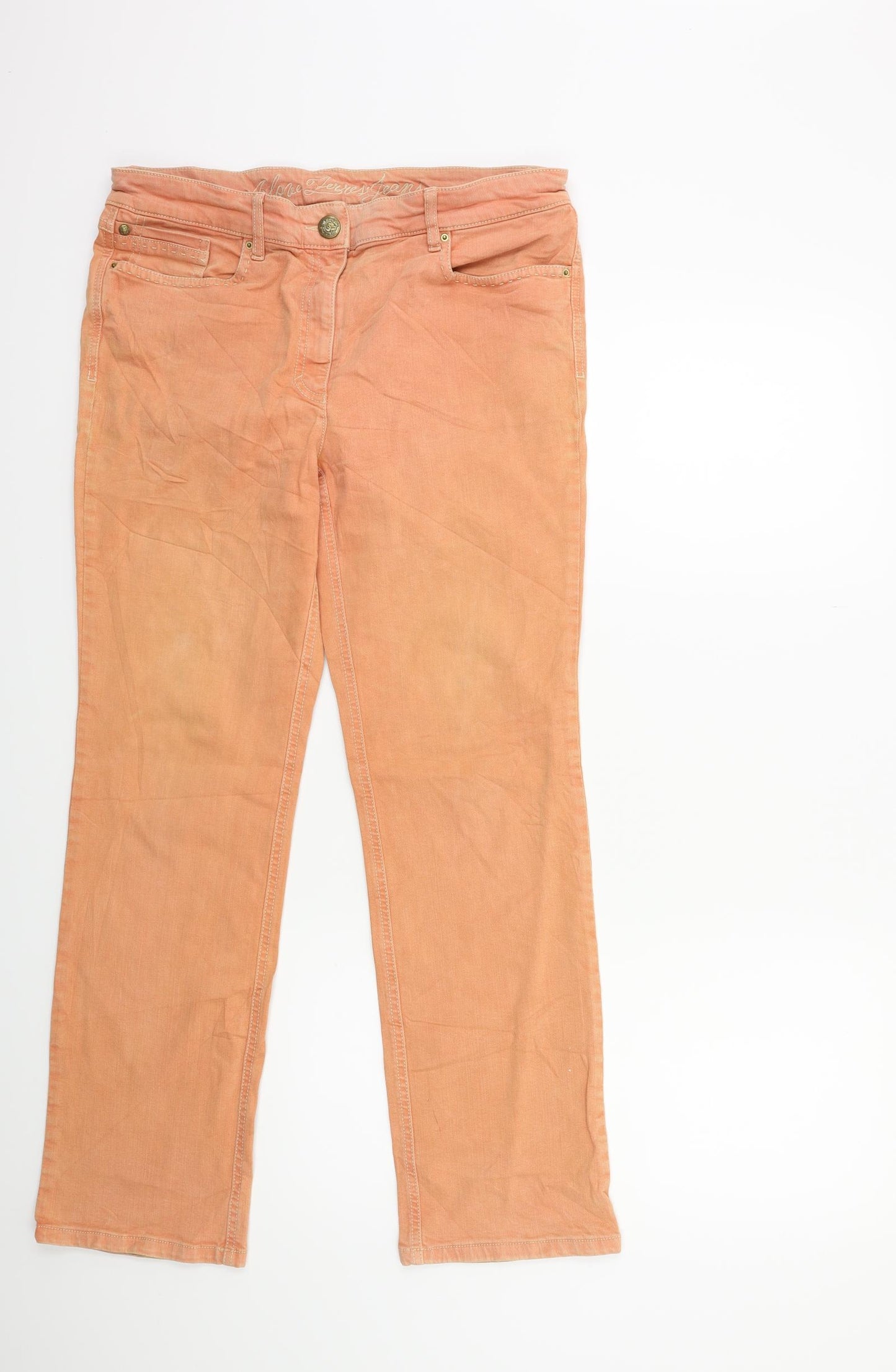 ZERRES Womens Orange  Denim Straight Jeans Size 16 L28 in