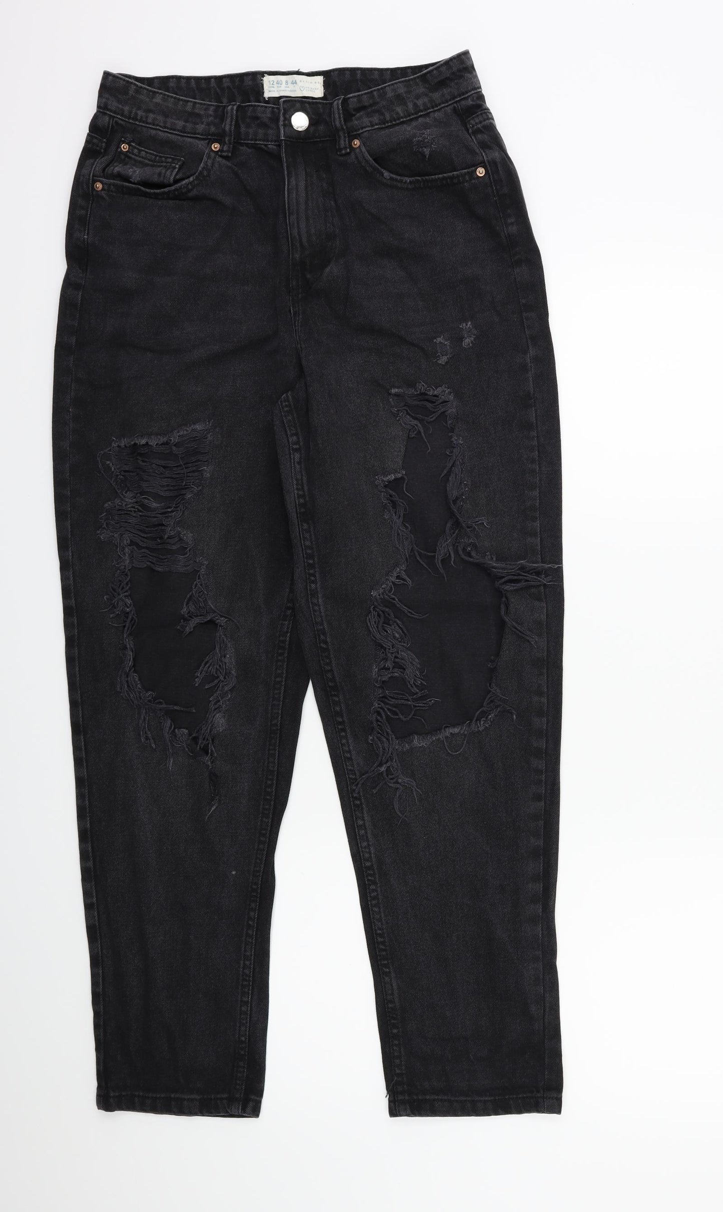 Denim & Co. Womens Black  Denim Mom Jeans Size 12 L27 in
