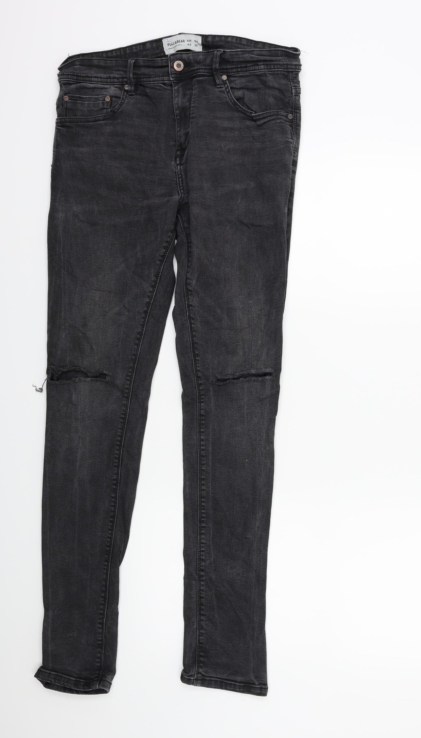 Pull&Bear Womens Grey  Denim Skinny Jeans Size 14 L30 in