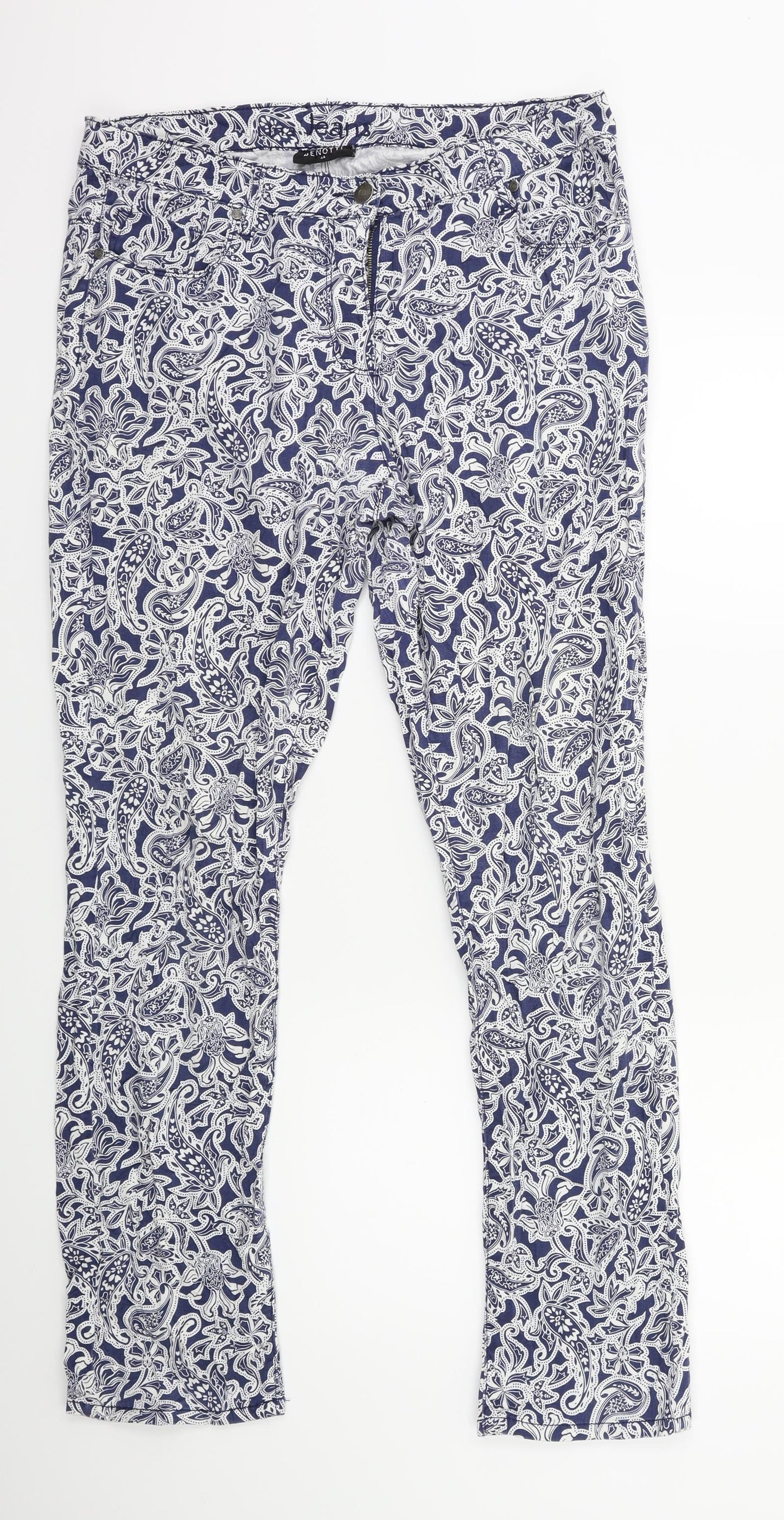Gina Benotti Womens Blue Paisley  Trousers  Size 16 L30 in