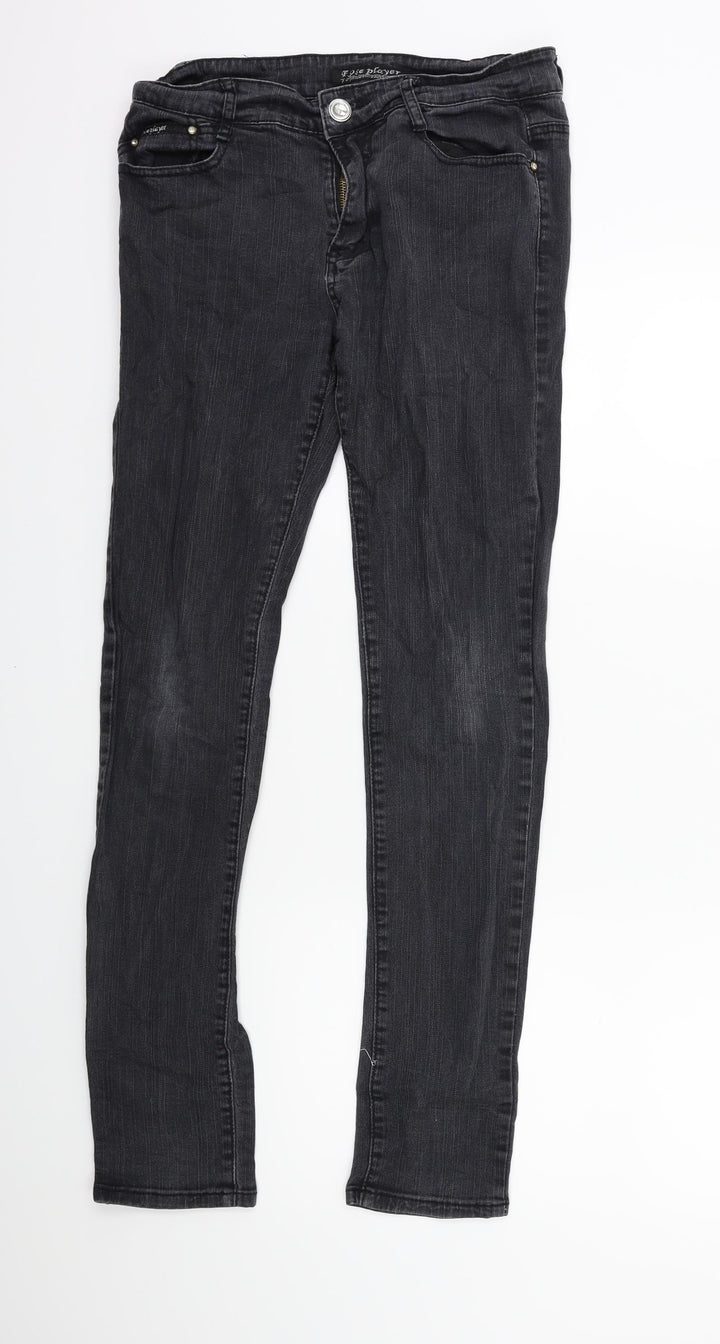 rose player Womens Black Denim Skinny Jeans Size 14 L30 in
