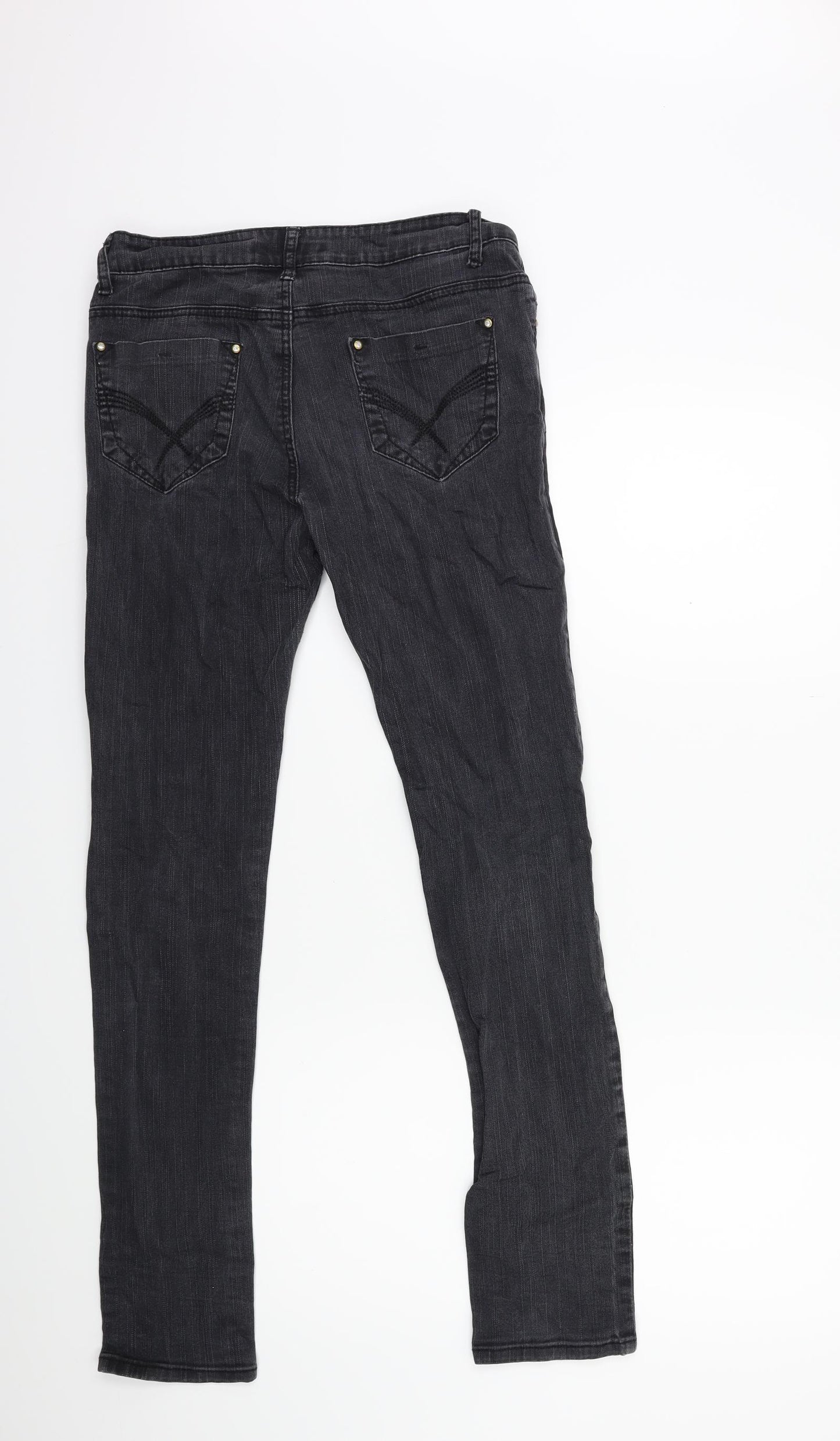 rose player Womens Black  Denim Skinny Jeans Size 14 L30 in