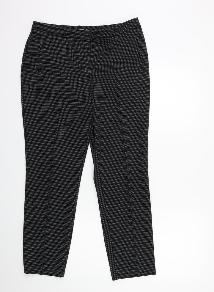 Dunnes Stores Womens Black Polka Dot Trousers Size 14 L27 in