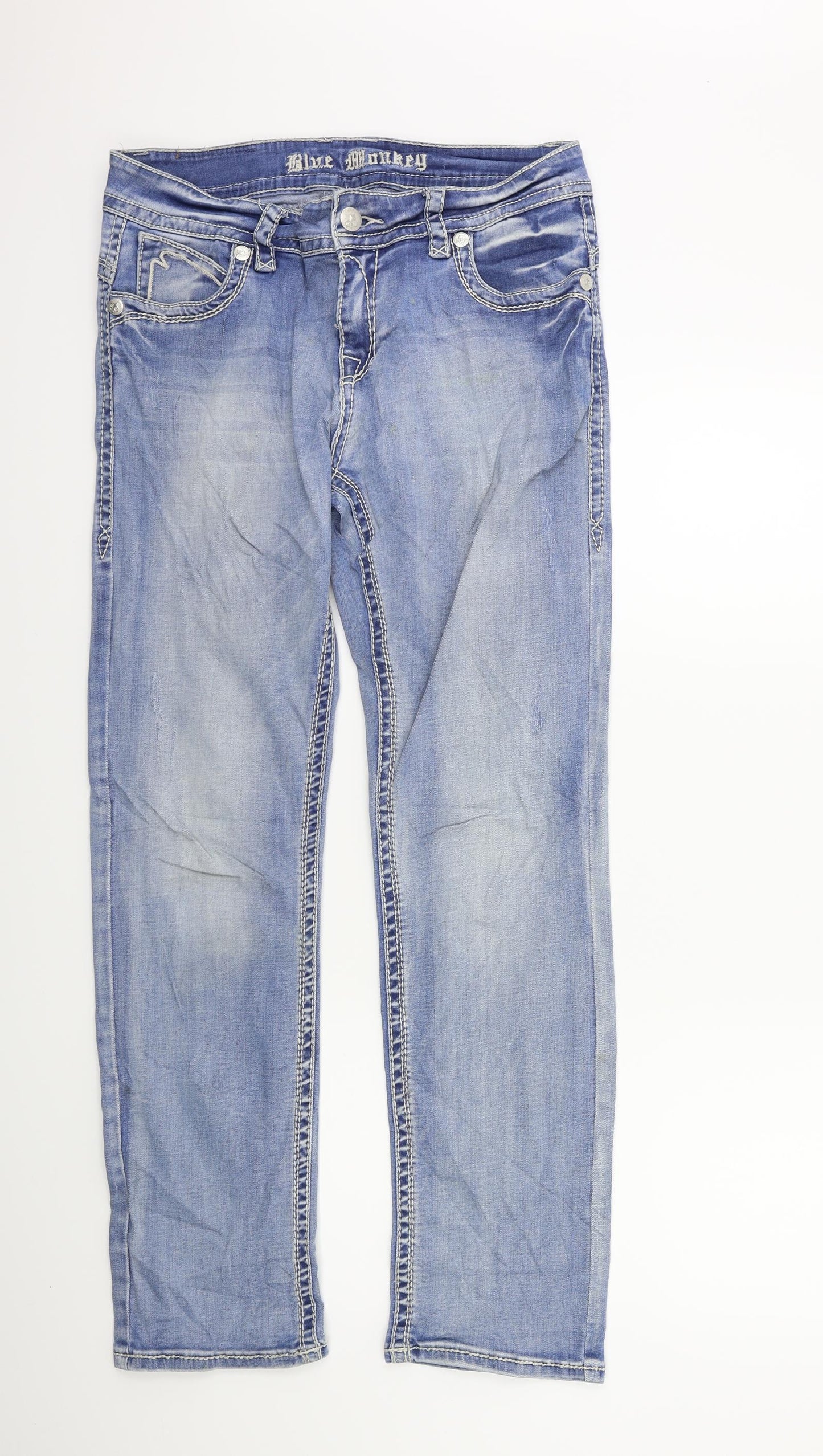 Blue Monkey Womens Blue  Denim Straight Jeans Size 32 in L32 in