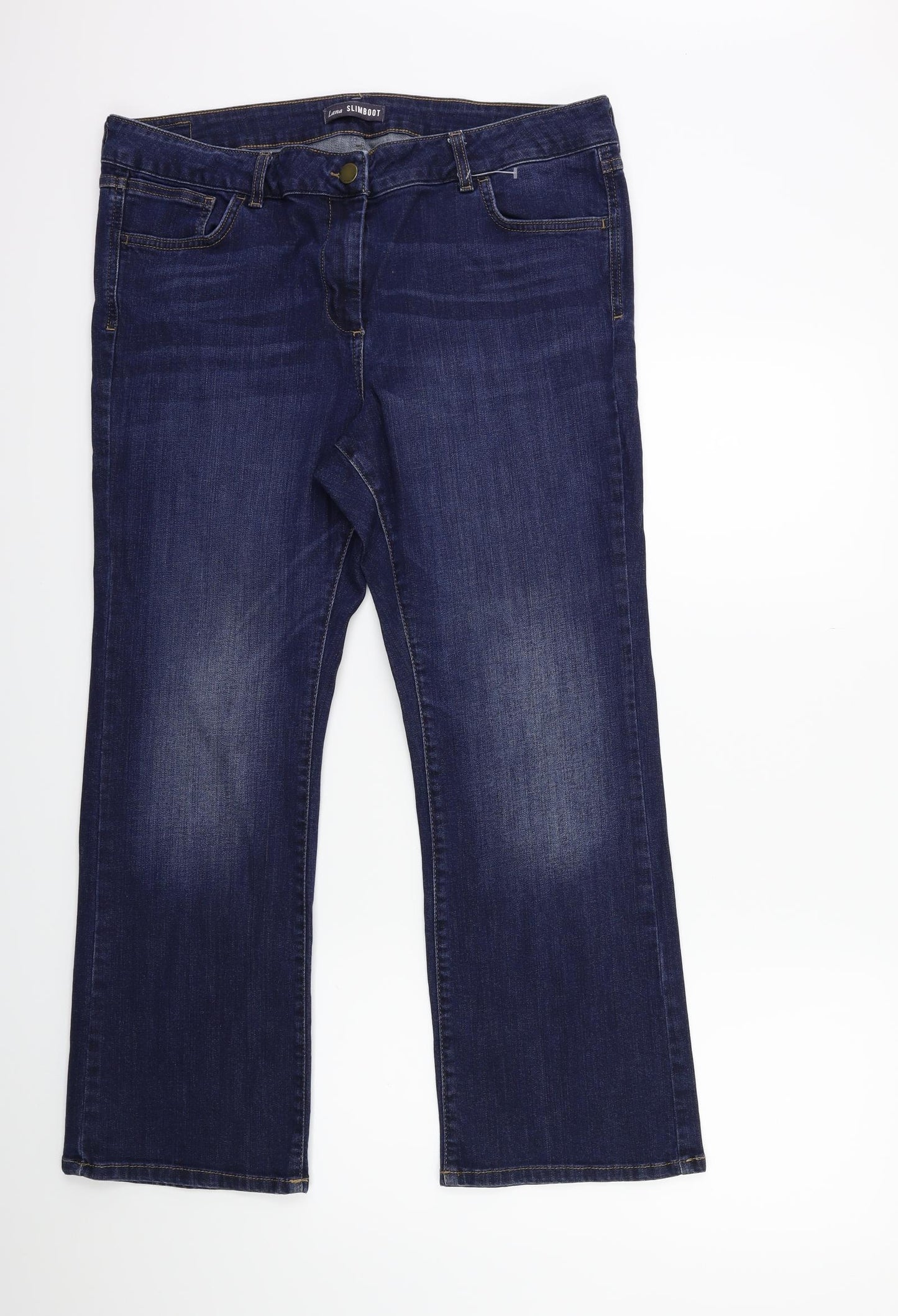 Marks and Spencer Womens Blue  Denim Straight Jeans Size 18 L27 in