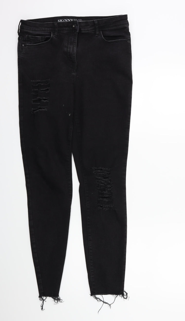 NEXT Womens Black Denim Skinny Jeans Size 12 L29 in