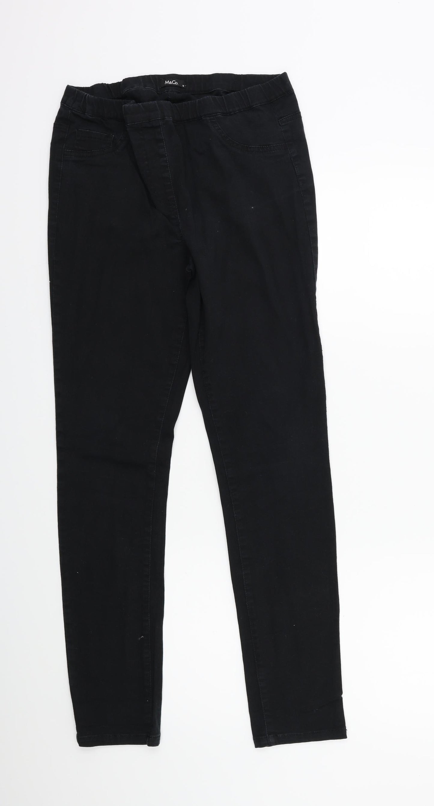 M&Co Womens Black  Denim Jegging Jeans Size 12 L29 in