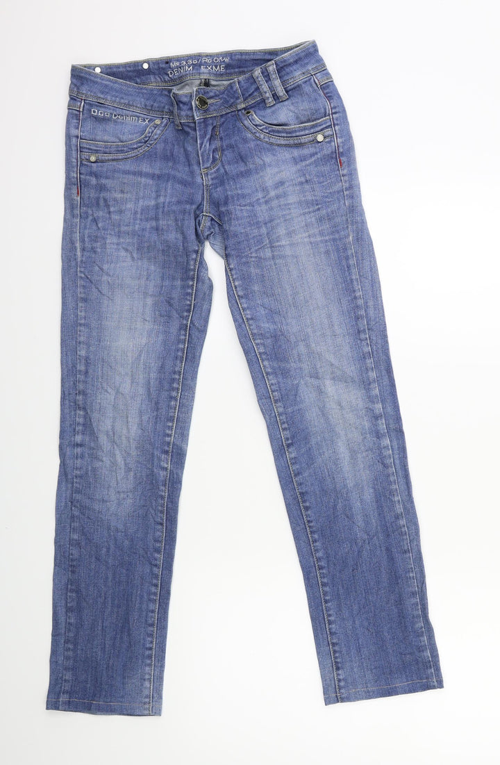 moda + Womens Blue Denim Straight Jeans Size 27 in L32 in