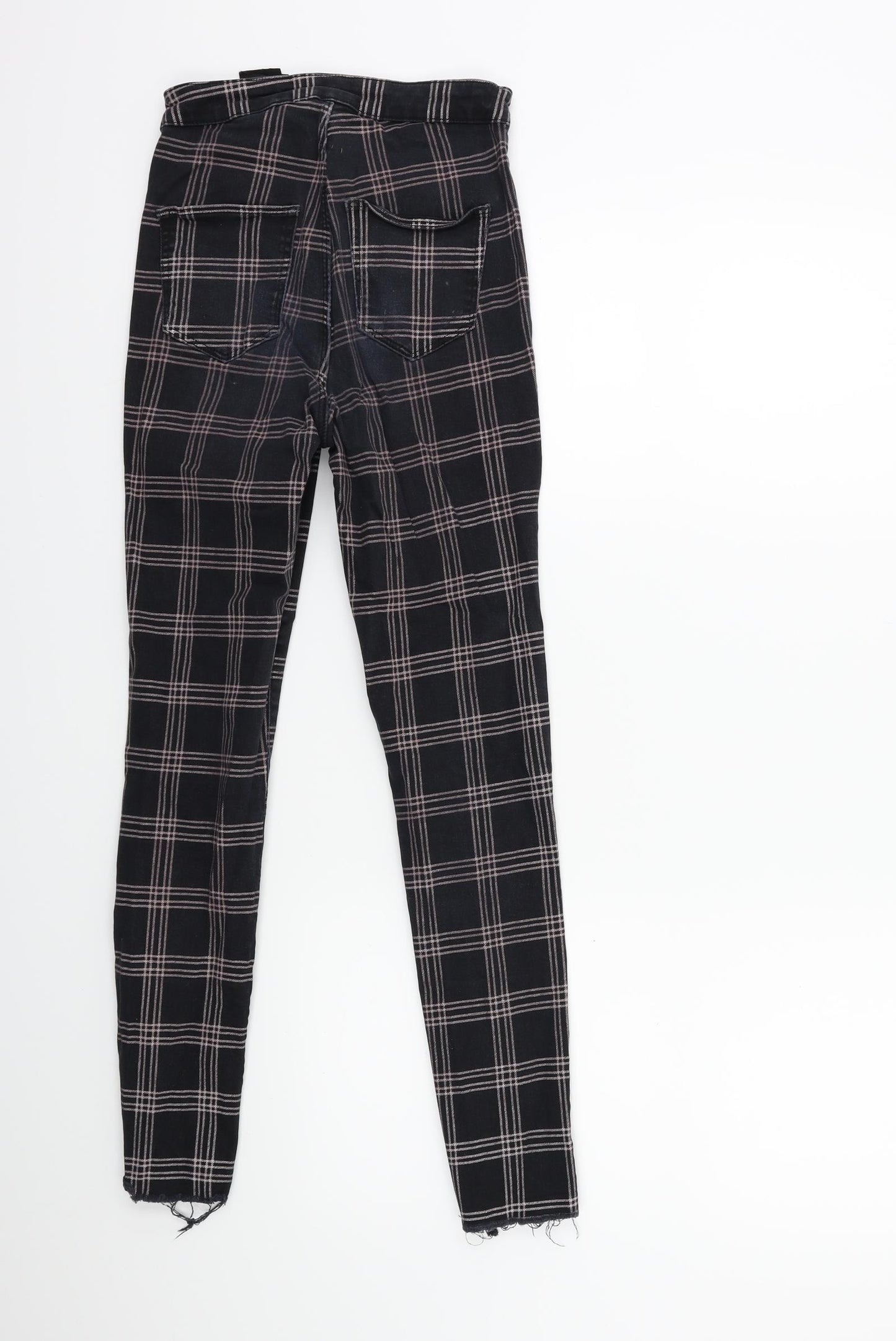 H&M Womens Black Check Denim Skinny Jeans Size 6 L26 in