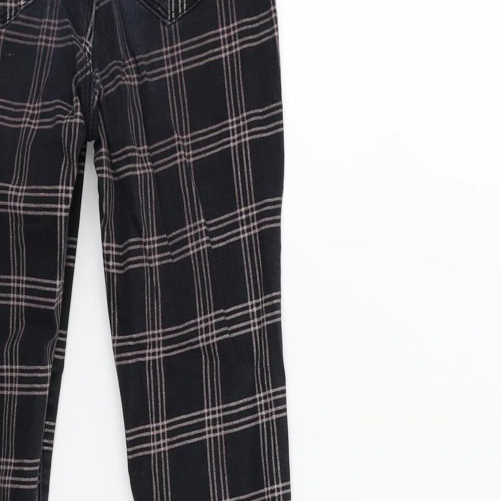 H&M Womens Black Check Denim Skinny Jeans Size 6 L26 in